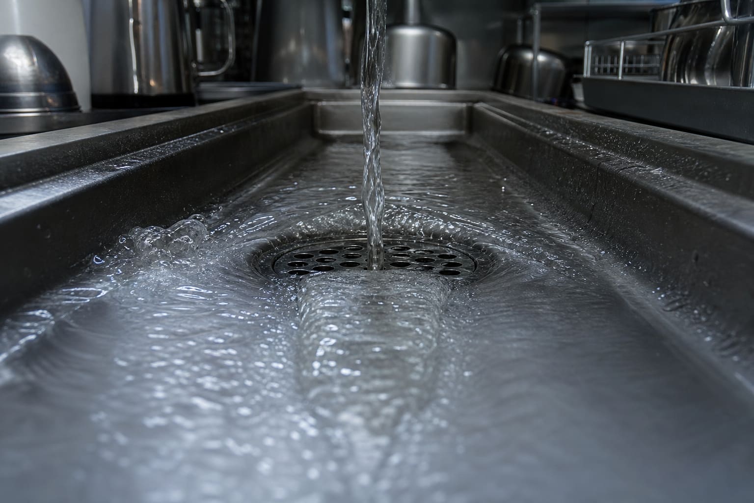 Wide view of café kitchen drainage — Haxby, York