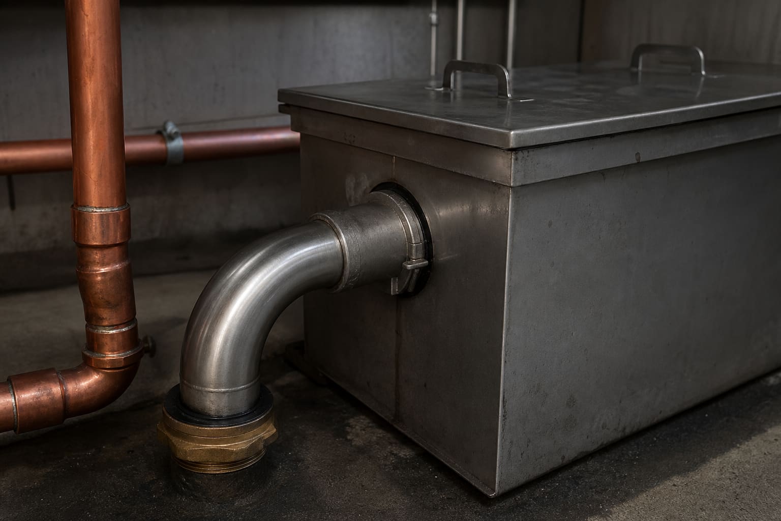 Newly installed grease trap in a café kitchen — Bishopthorpe, York
