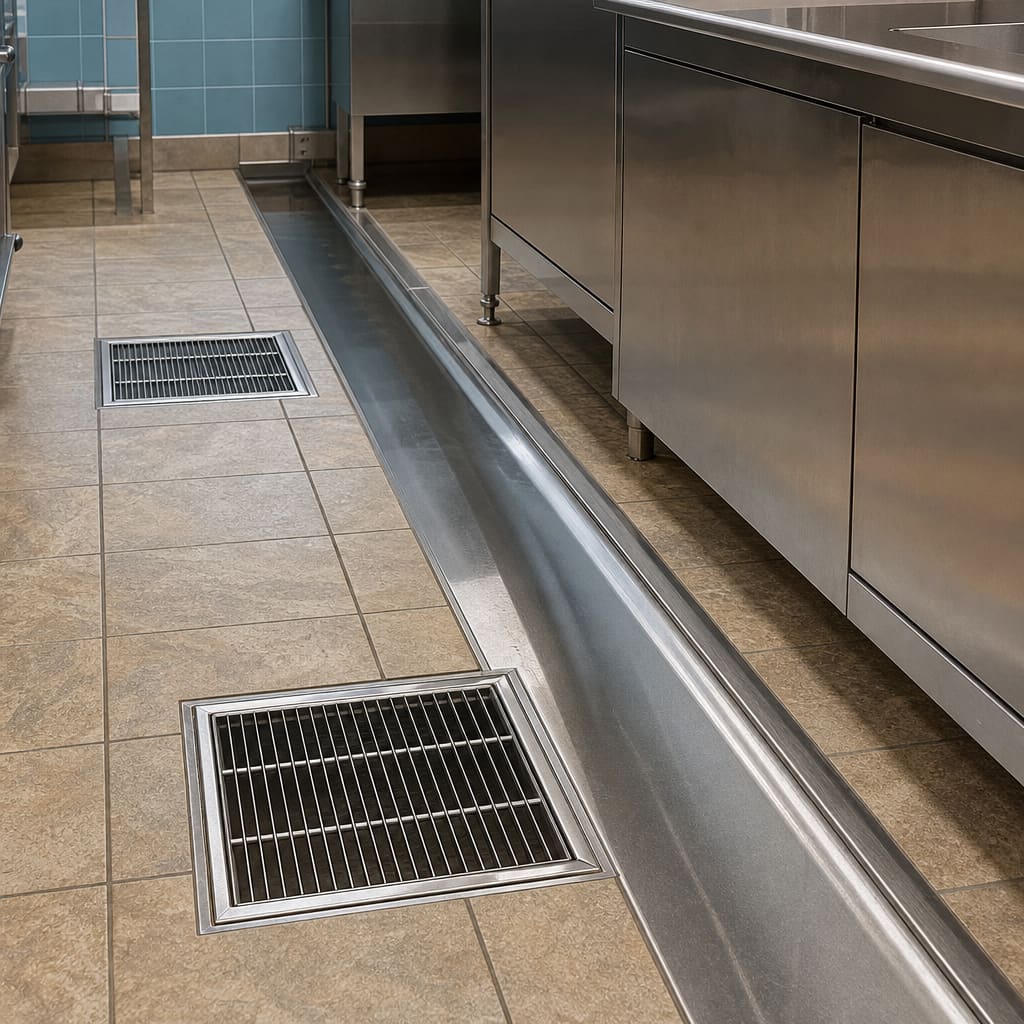 Commercial kitchen drainage work in a York food business